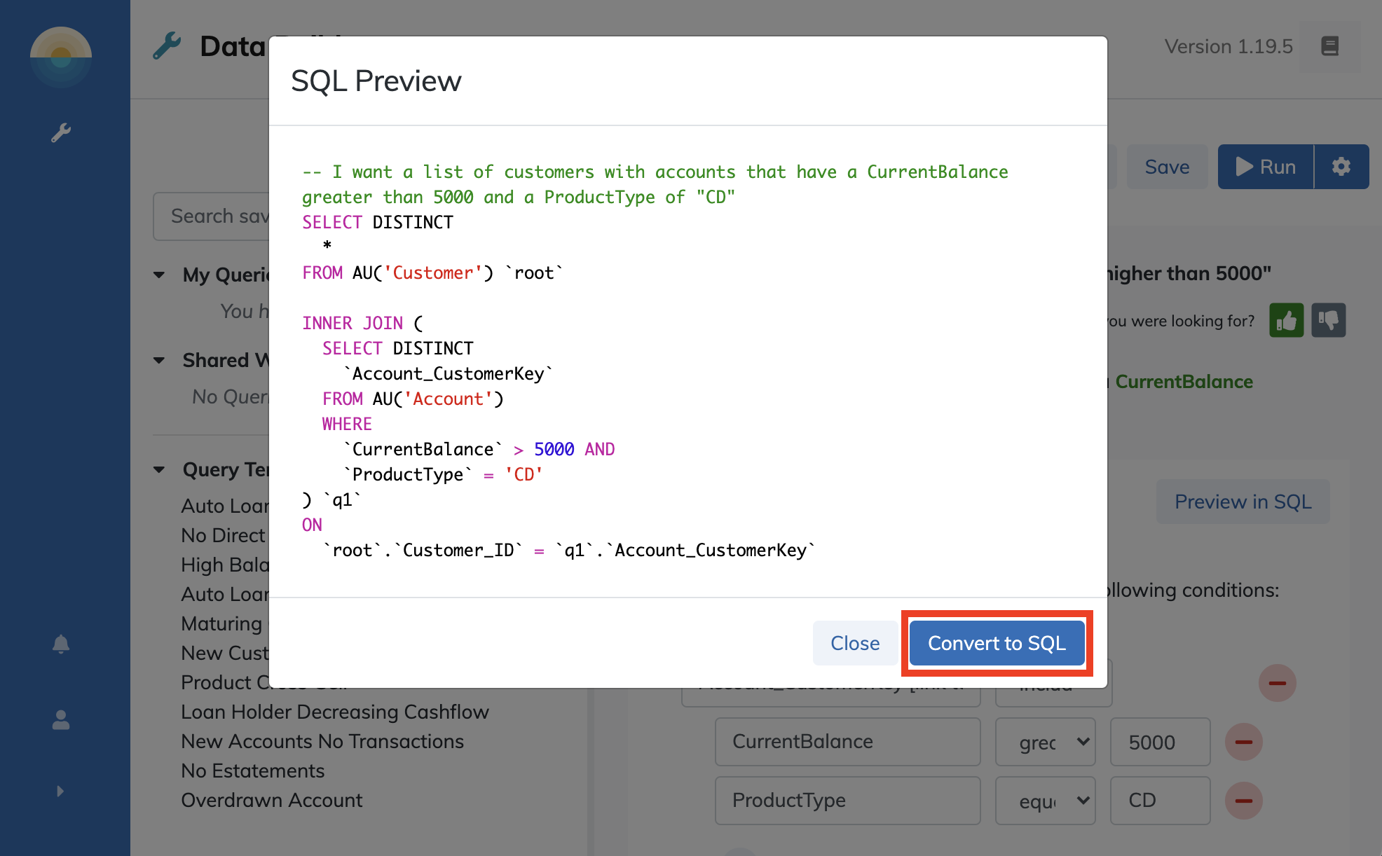 Convert to SQL mode
