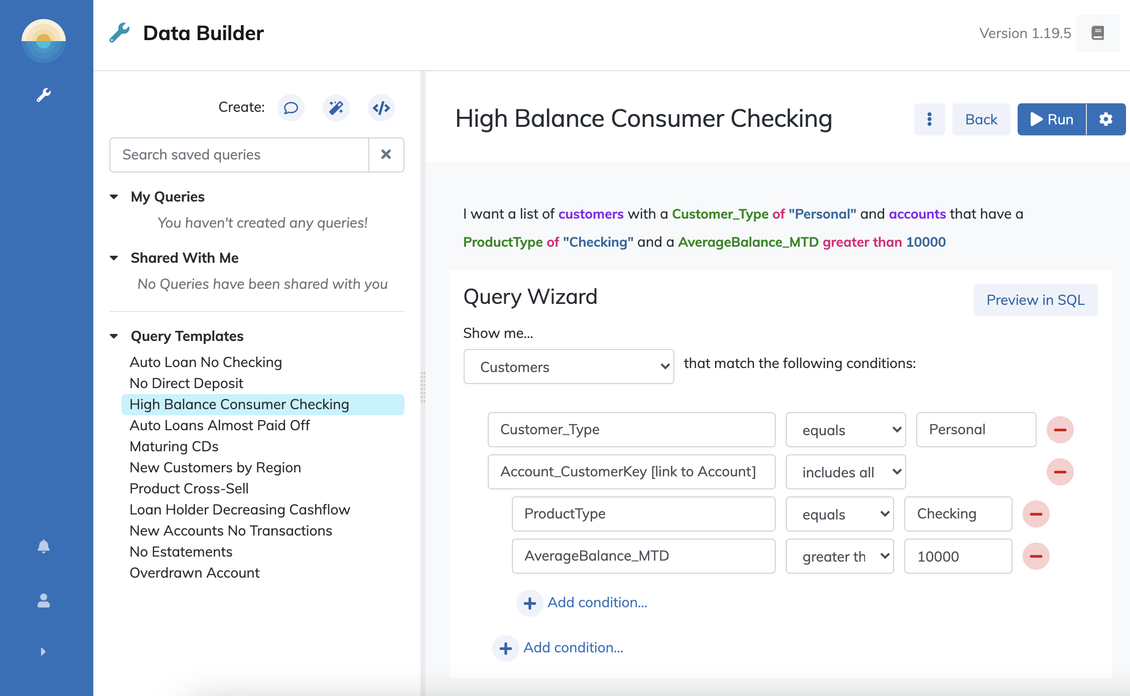 Data Builder Guided query tool screenshot