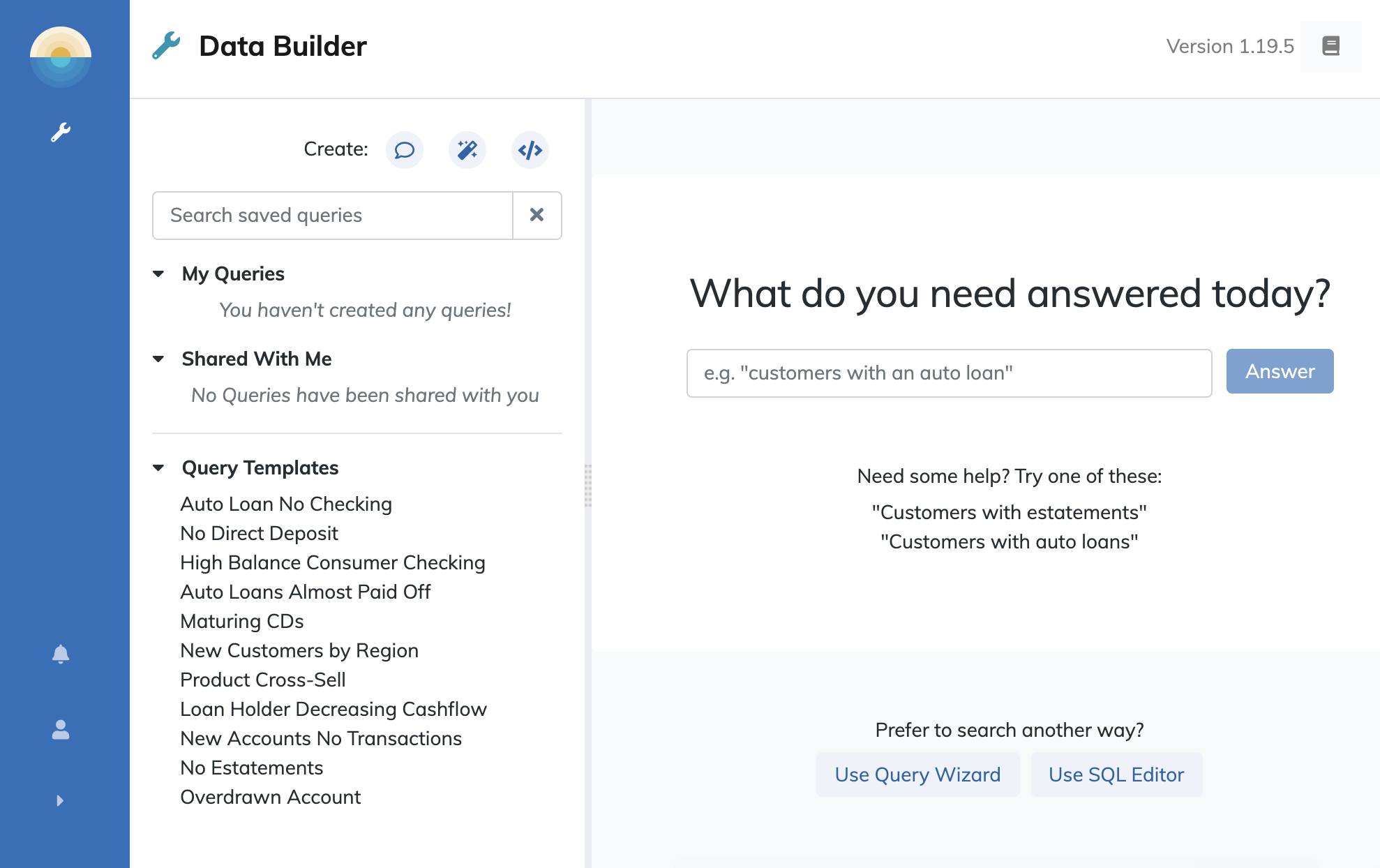 Day Break Data Builder Landing Screen