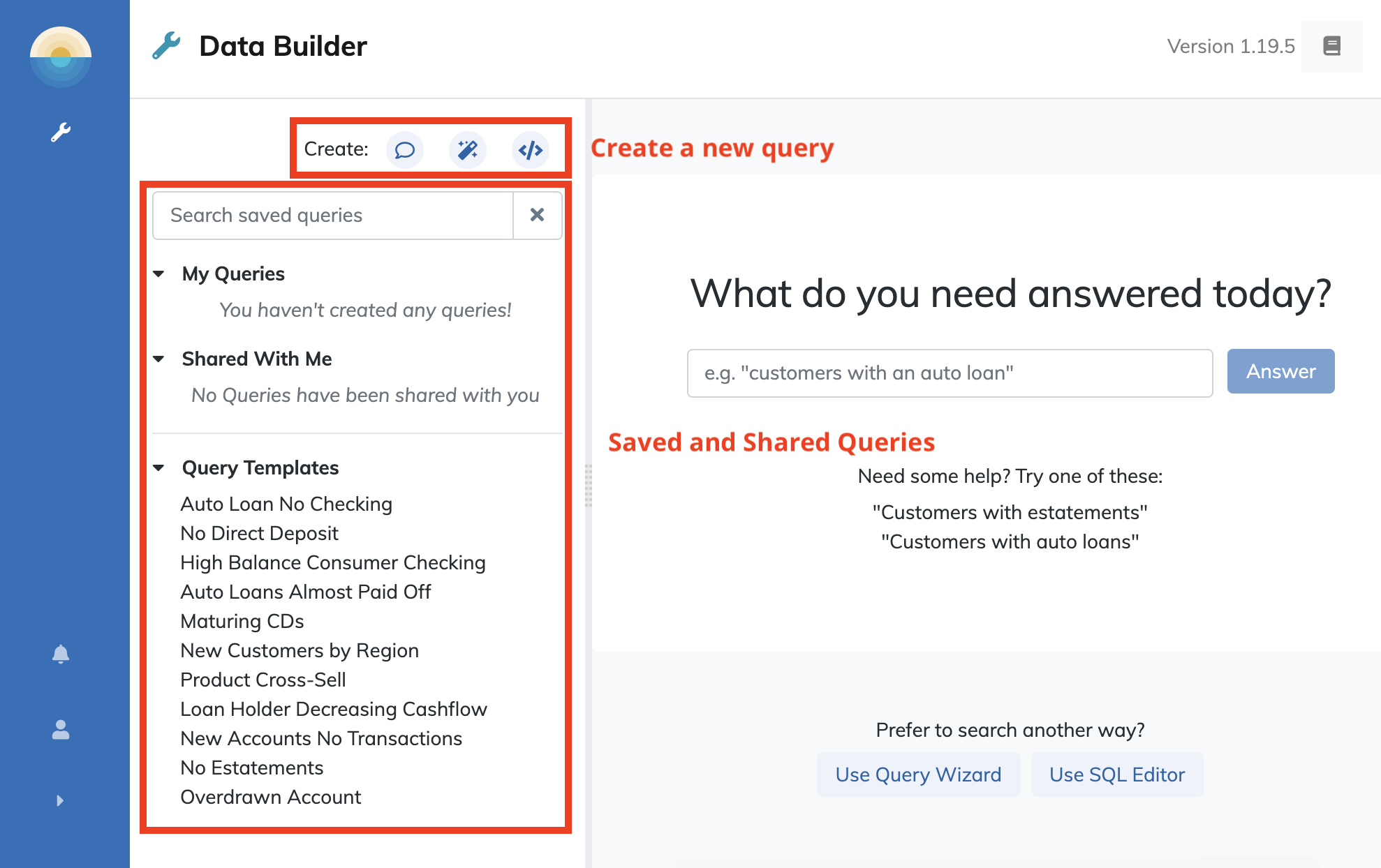 saved queries area
