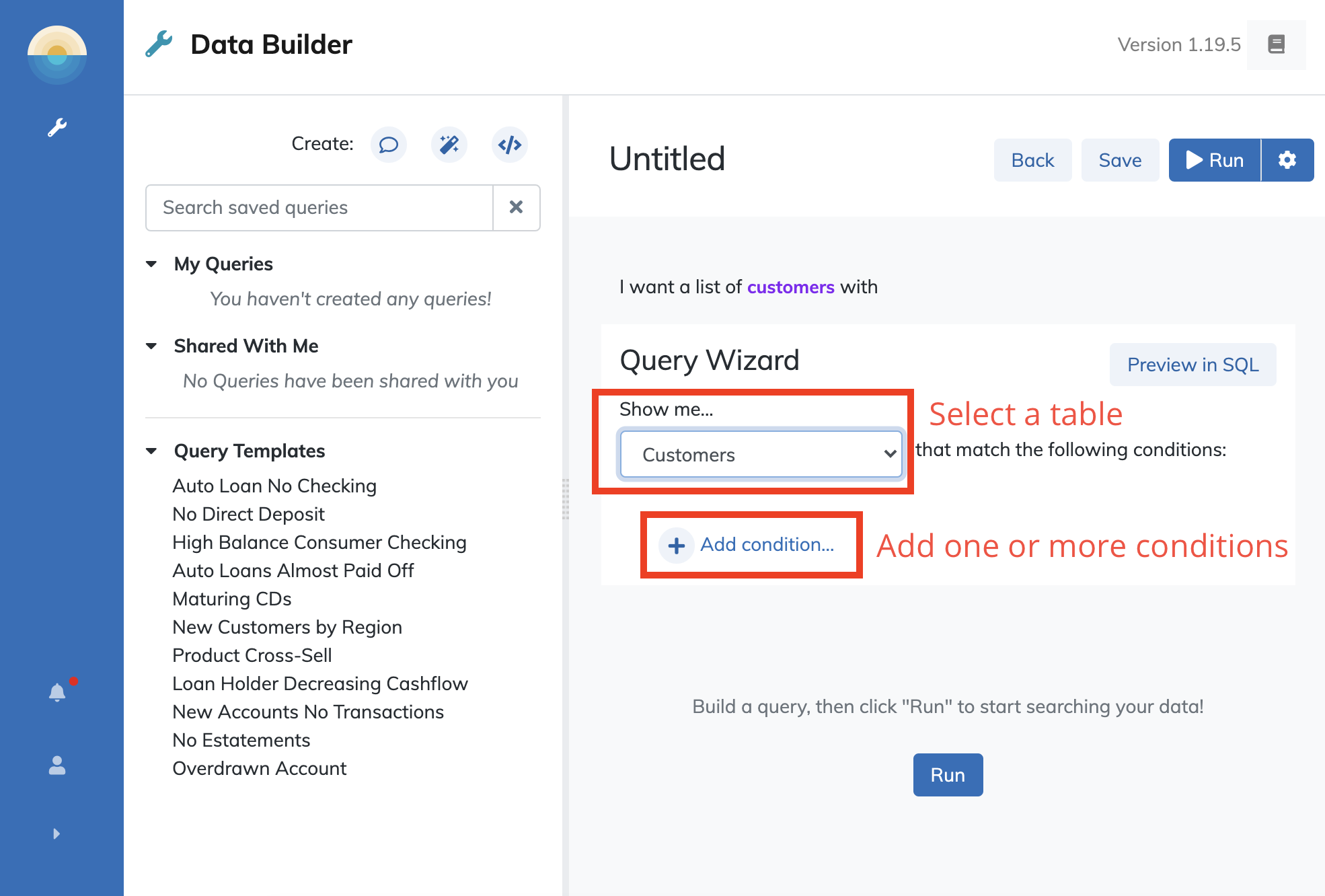 Query Wizard table selcector