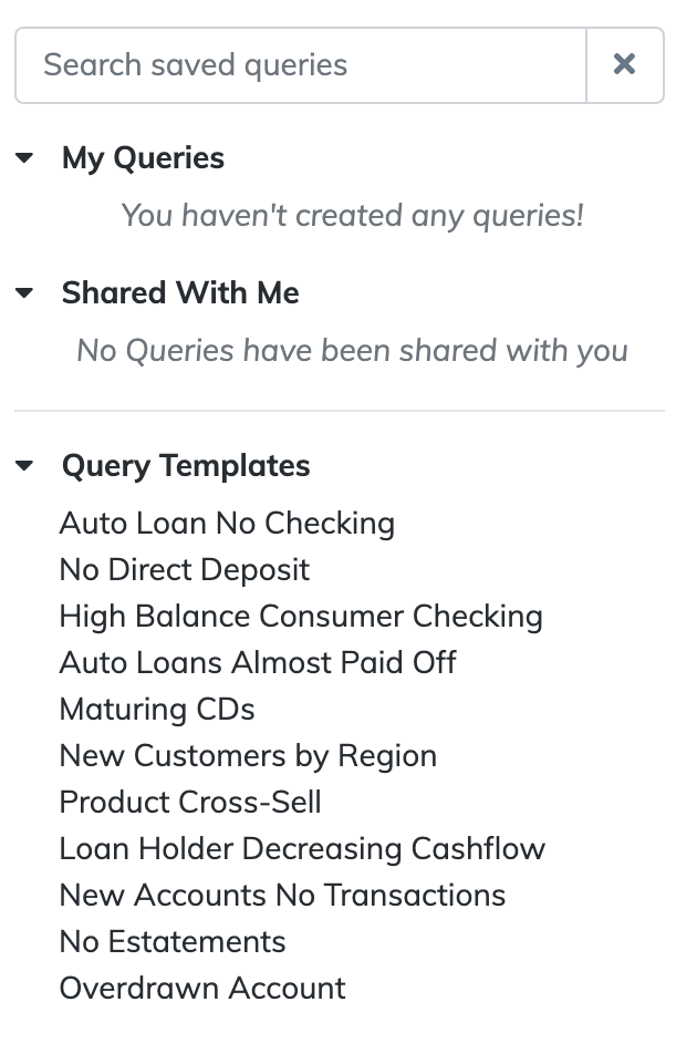 Saved queries tab